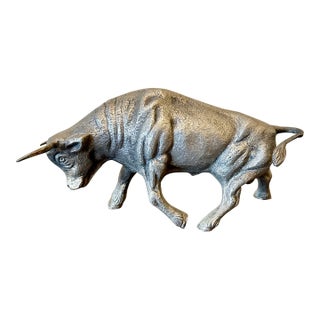 Vintage Italian Silver Plate Bull Figure For Sale