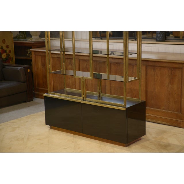 Brass, Lacquered Wood and Smoked Glass Shelf from Kim Moltzer, 1970s For Sale - Image 3 of 13