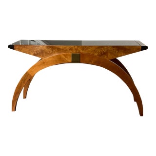 1930s Burlwood Art Deco Sofa Table For Sale