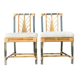 Selamat Rattan and Lucite Side Chairs - Pair For Sale