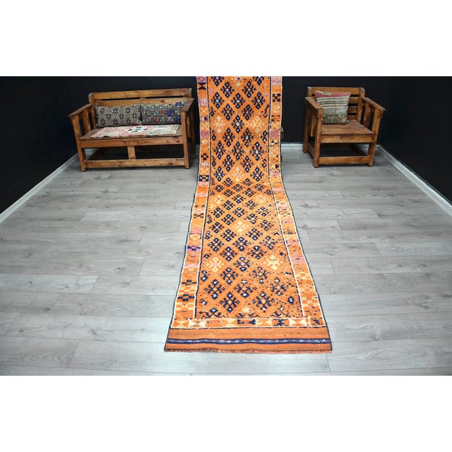 1960s Handmade wool and cotton rug in Turkish Anatolia Runner Carpet, Vintage Oushak Rug, Turkish Vintage Anatolian Rug,...