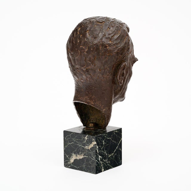 Metal Art Deco Period French Bronze Bust For Sale - Image 7 of 10