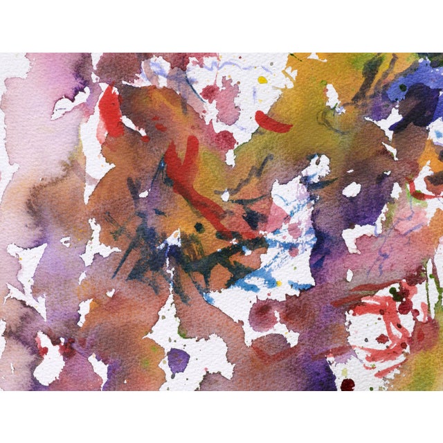 Abstract Vintage Abstract Splashes of Yellow, Red, and Purple by Les Anderson For Sale - Image 3 of 6