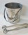 Mid-Century Modern Hammered Silver Ice Bucket With Tongs For Sale - Image 3 of 5