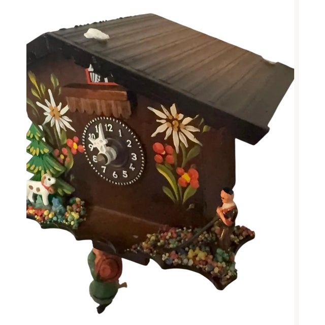 1950s Vintage Wall Cuckoo Style Clock Made in Germany Antique 6 X 7”, For Sale - Image 5 of 5