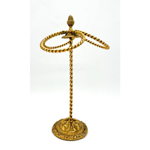 Hollywood Regency Vintage Gold Finished Metal Three-Ring Guest Towel Holder – Hollywood Regency / Neoclassical For Sale - Image 3 of 12