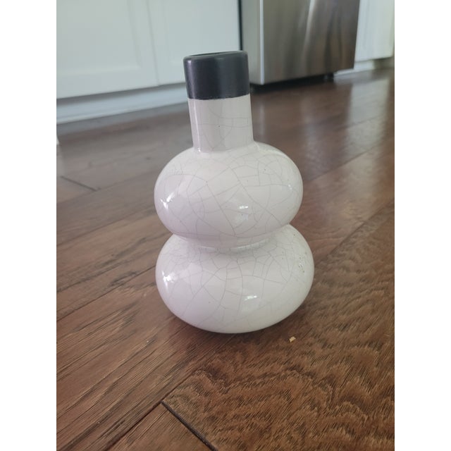 Crackle Finish Double Gourd Vase For Sale - Image 4 of 5