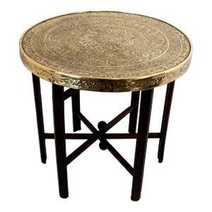 Moorish Islamic Brass Tray Table Spain 1920s