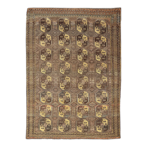 Large Turkomen Ersari Rug With All-Over Bokhara Design in Brown, Coffee & Yellow 11'3 X 14'11