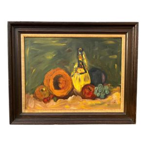 Late 1980s Still Life Original Oil Painting on Canvas Framed, and Signed by the Artist.