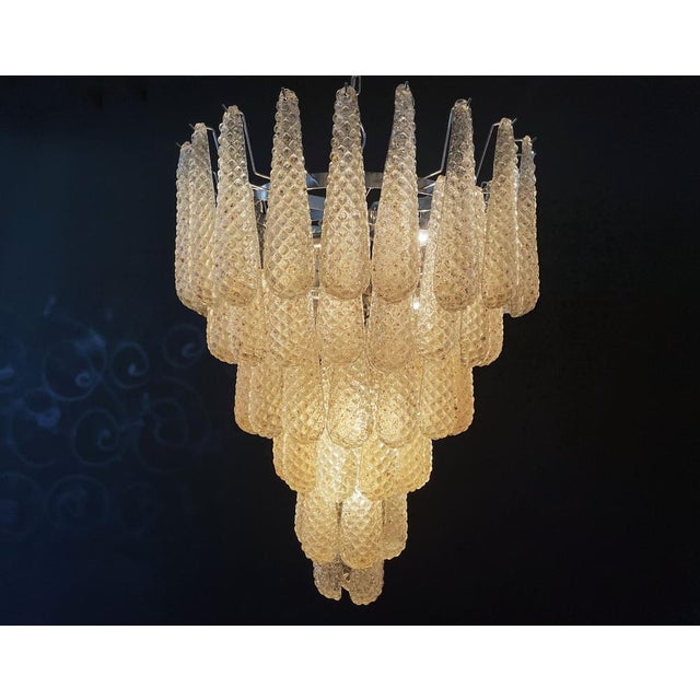 Vintage Italian Murano Chandelier with 75 Amber Glass Petals, 1990s For Sale - Image 8 of 18