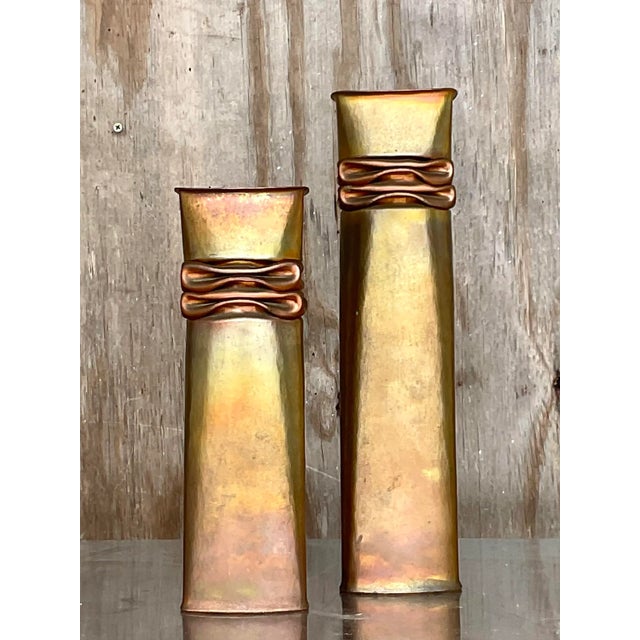 Vintage Thomas Roy Markusen Sculptural Metal Vases – Set of 2 For Sale - Image 9 of 13