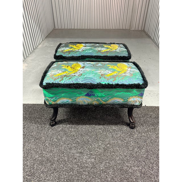 Pair of Gucci Tiger Jacquard Stools For Sale - Image 11 of 11