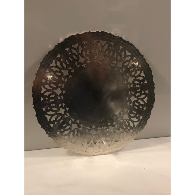 Metal 1960s Italian Pierced Silverplate Trivet “R” Monogram For Sale - Image 7 of 8