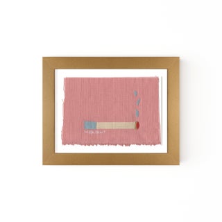 Colette the Blue Cigarette by Willa Heart in Gold Frame, Mini Art Print For Sale