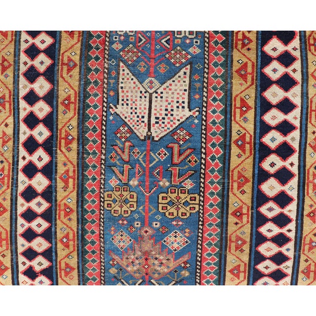 Late 19th Century Antique Caucasian Shirvan Rug With Tribal Design and Motifs in Vivid Colors For Sale - Image 5 of 12