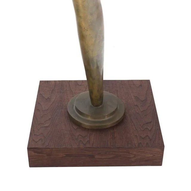 Wood Large Mid-Century Modern Abstract Nude Bronze Dancer Sculpture on Walnut Base For Sale - Image 7 of 9