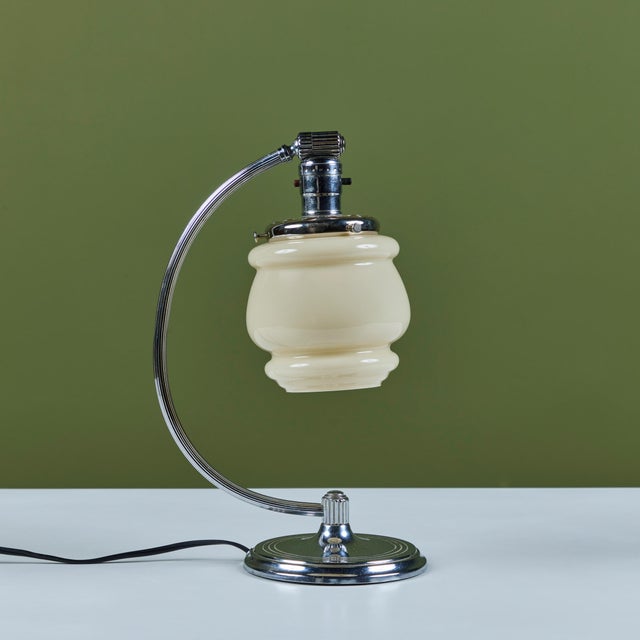 Chrome Curved Stem Table Lamp for Chase Usa For Sale - Image 9 of 12