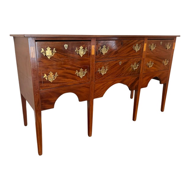 Early 20th Century Federal Revival Flame Mahogany Sideboard With Inlay For Sale