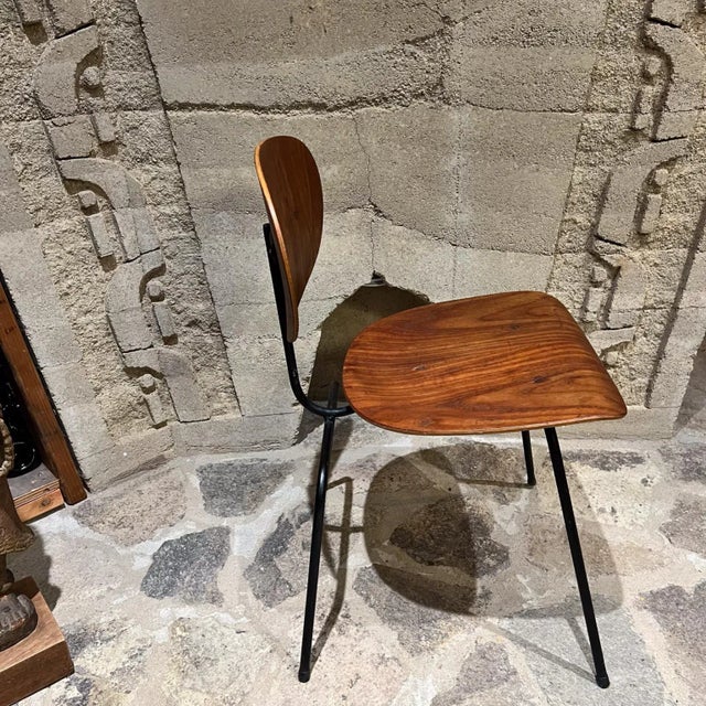 1950s Molded Bent Plywood Chair Metal Base After Eames For Sale - Image 9 of 10