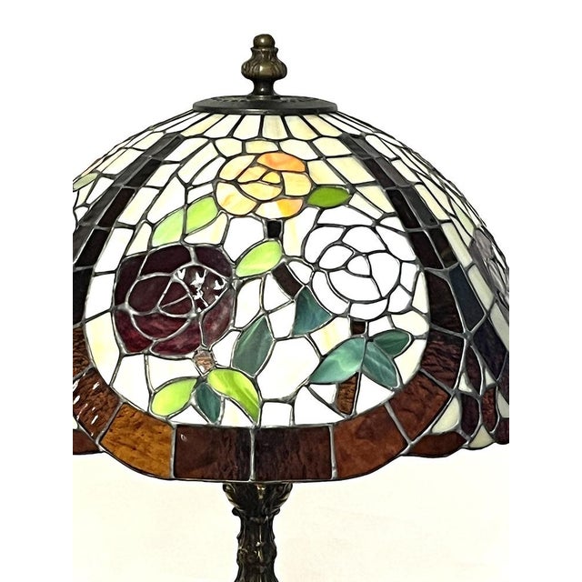 Metal Brass Floor Lamp in the style of Tiffany, 1950s For Sale - Image 7 of 14