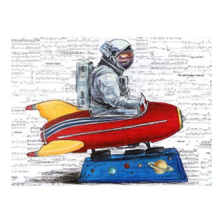 An Undying Wonderment - Original Figurative Mixed Media Painting on Wood Panel by Robert Lebsack For Sale