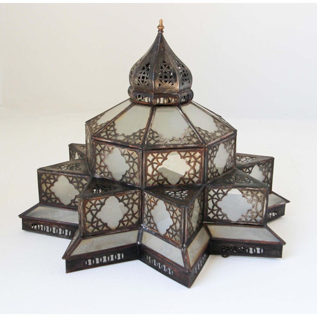 Moroccan Moorish Star Shape Frosted Glass Lantern Light Shade For Sale - Image 4 of 17