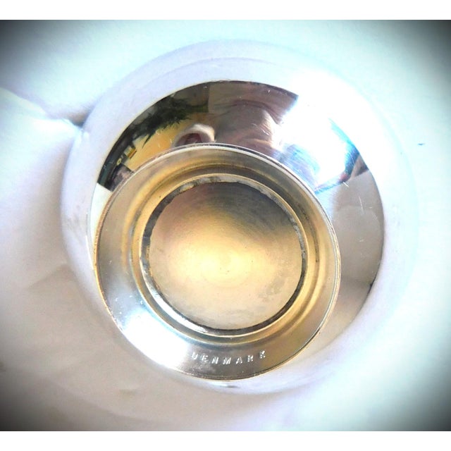 Mid-Century Modern Meka Denmark Vintage Sterling and Blue Enamel Salt Cellar & Sterling Spoon For Sale - Image 3 of 9