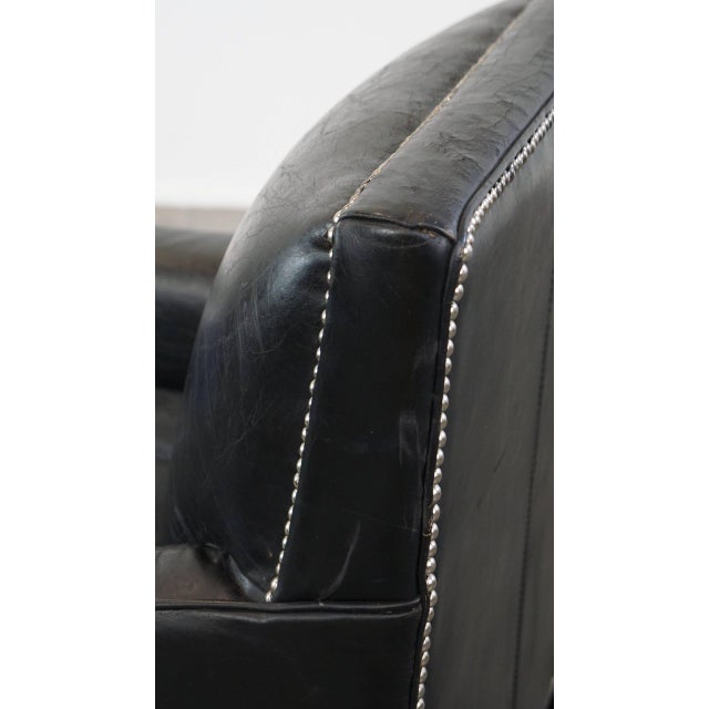Black Grained Leather Armchair For Sale - Image 13 of 16