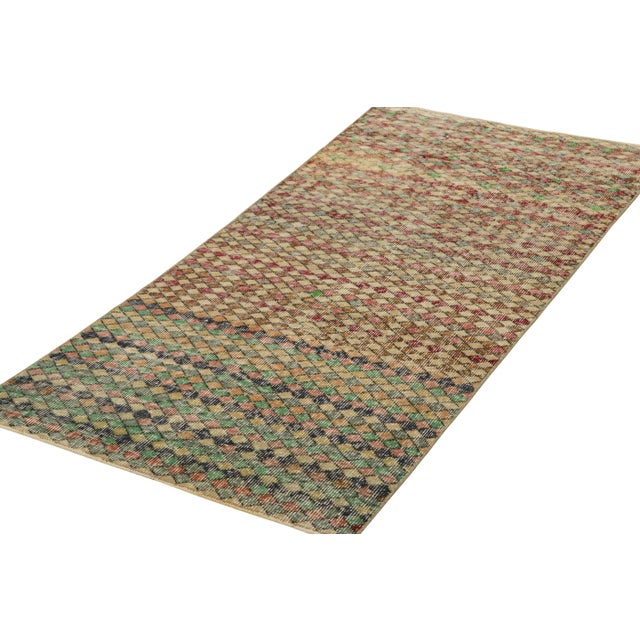 Rug & Kilim Vintage Zeki Müren Runner in Brown With Colorful Geometric Pattern | Rug & Kilim For Sale - Image 4 of 7