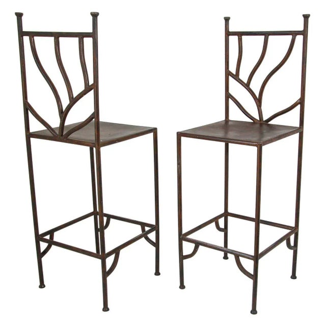 Set of 2 Spanish Revival Hand-Forged Wrought-Iron Barstools, Mexico, Circa 1990 For Sale - Image 14 of 14