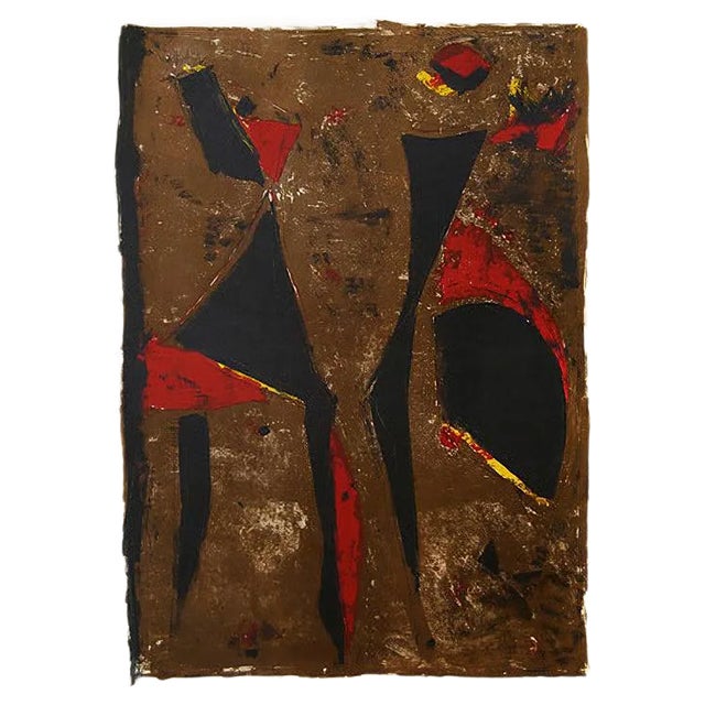 Red Knight on Brown Background - Original Lithograph by Marino Marini - 1961 1961 For Sale