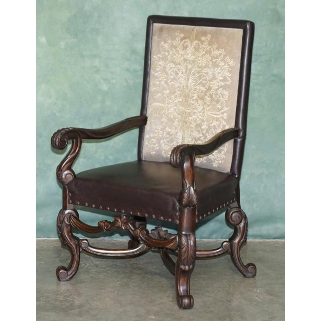 Antique Victorian Carolean Mahogany and Leather Throne Armchairs, 1880, Set of 2 For Sale - Image 18 of 18
