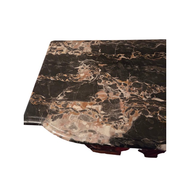 Antique Italian Renaissance Revival Walnut Marble Top Commode Sideboard Cabinet For Sale - Image 15 of 16