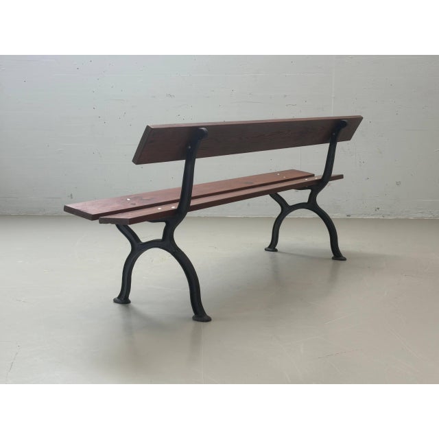 Wood Garden Bench with Delicate Cast Iron Frame and Wooden Slats, 1960s For Sale - Image 7 of 18