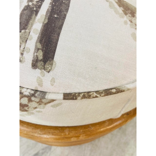 Vintage Banded Rattan Footstool, Reupholstered For Sale - Image 4 of 7