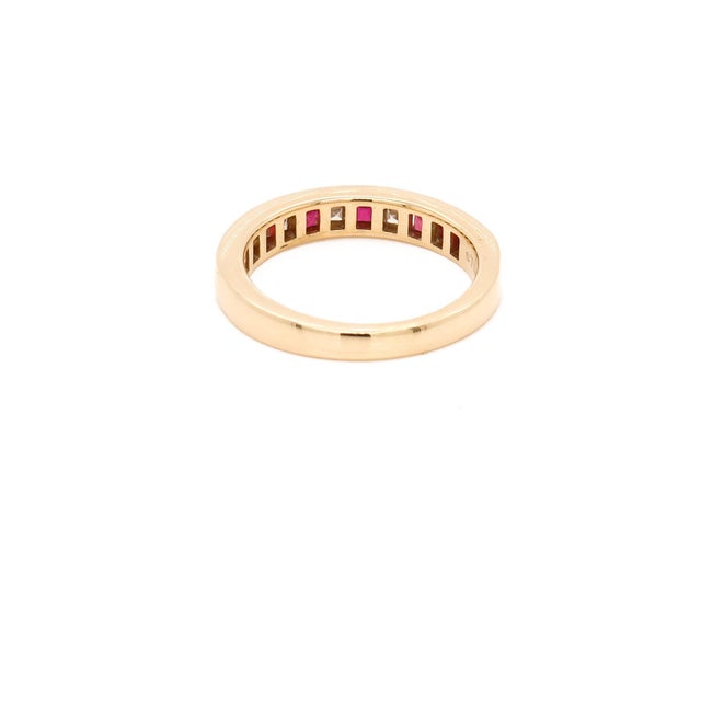 White Vintage Tiffany & Co. 18k Gold, Diamond, and Ruby Half Eternity Band Ring For Sale - Image 8 of 11