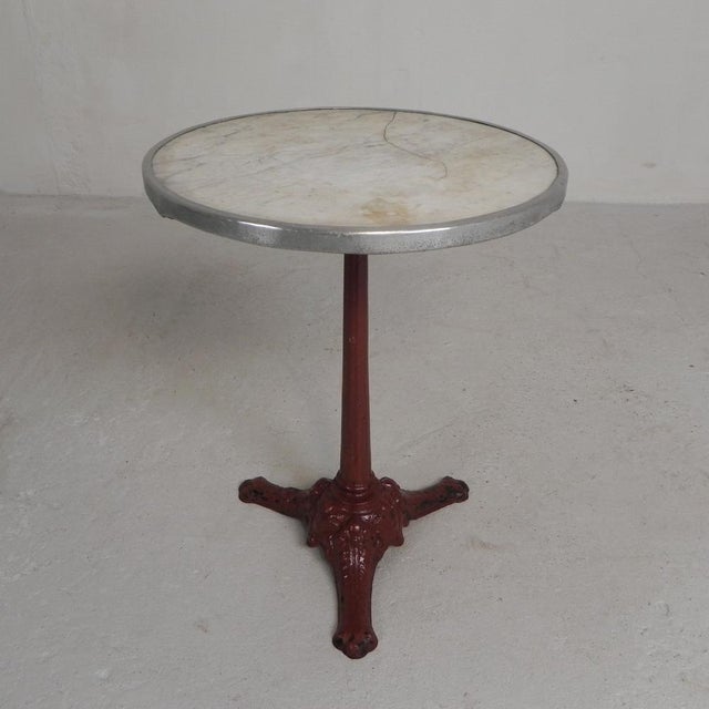 Bistro Table with Cast Iron Legs and Marble Top, 1920s For Sale - Image 6 of 18