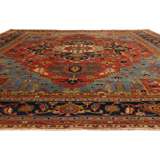 Modern Vintage Persian Heriz Rug, 12'09 X 16'00 For Sale - Image 3 of 10