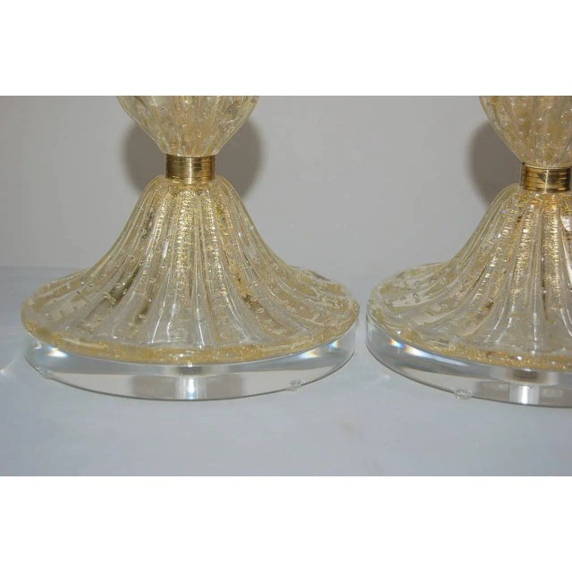 1950s Vintage Murano Glass Lamps Gold For Sale - Image 5 of 10