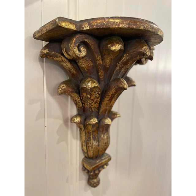 Hollywood Regency Large Vintage Mid Century Italian Style Gilt Wall Bracket Sconce For Sale - Image 3 of 11