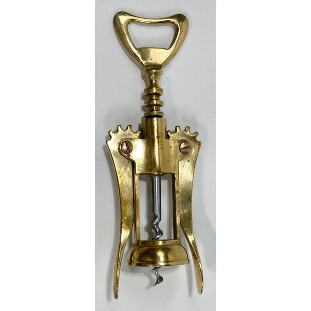 Italian Vintage Italian Brass Corkscrew Bottle Opener For Sale - Image 3 of 6
