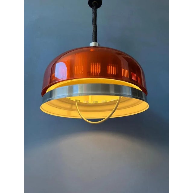Space Age Orange Transparent UFO Pendant Lamp For Sale - Image 11 of 11