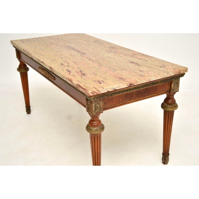 Vintage French Marble Top Coffee Table, 1930 For Sale - Image 6 of 9