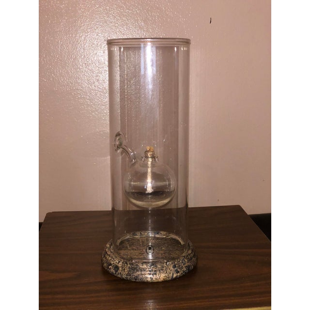 Mid-Century Modern Vintage 12" Wolfard Glassblowing Co Classic Oil Lamp With Marble Stand For Sale - Image 3 of 8