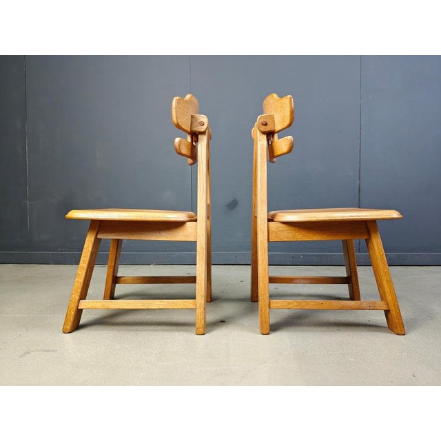 Vintage Brutalist Dutch Oak Dining Chairs, 1960s, Set of 4 For Sale - Image 4 of 14