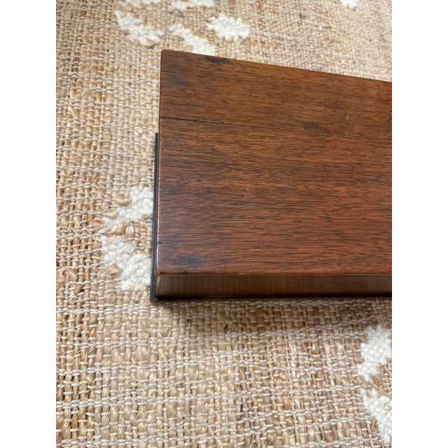 Antique Brown Wooden Dresser Desk Top Sewing Box For Sale - Image 11 of 12