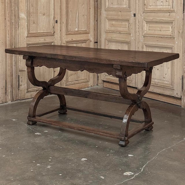18th Century Spanish Oak Trestle Table ~ Console ~ Library Table For Sale - Image 4 of 18