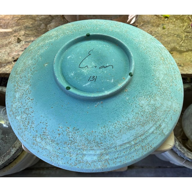 Vintage Tony Evans Huge Abstract Modernist Raku Ceramic Studio Art Pottery Decorative Platter 19" For Sale - Image 12 of 12