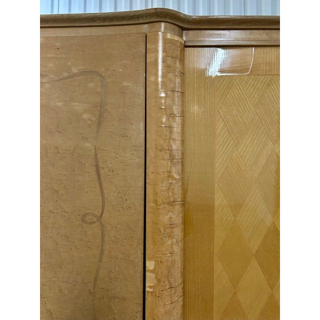 Antique European Art Deco Blonde Wood Wardrobe Armoire Cabinet 1940s, Sold as-Is For Sale - Image 17 of 18